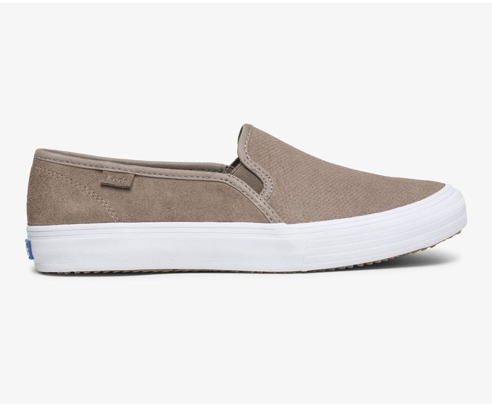 Slip Ons Keds Mujer Grises - Double Decker Suede - 0285-WLGKN